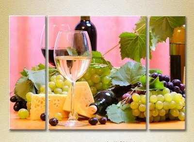 Модульные картины Натюрморт вино и виноград Eda10692 фото
