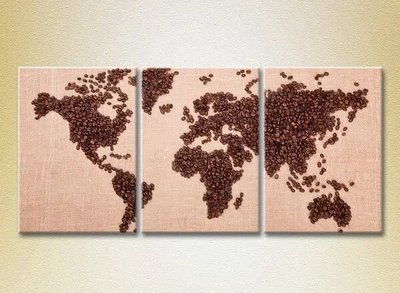 Модульные картины Кофейные зерна. Карта мира Eda9442 фото