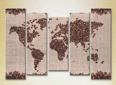 Модульные картины Кофейные зерна. Карта мира_03 Eda8892 фото