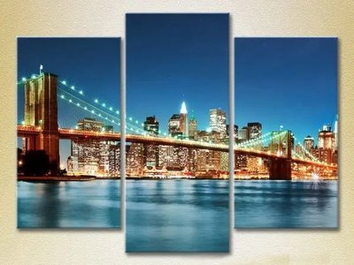 Модульные картины Ночной Бруклинский мост_04 Gor7142 фото