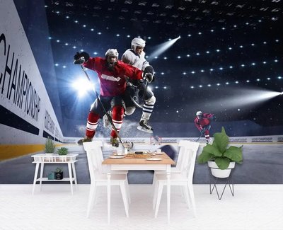 Фотообои Хоккеисты на фоне ярких прожекторов, спорт Spo2892 фото