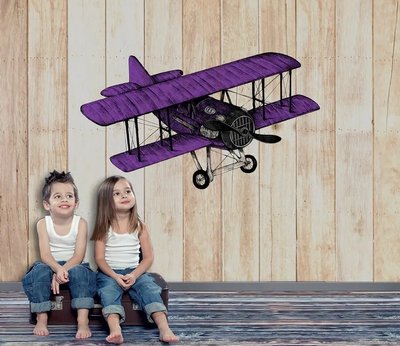Фотообои Фиолетовый самолет на дощатом фоне Ret4692 фото