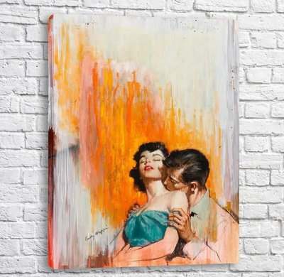 Постер Влюбленная пара целуется, рисунок карандашом Fig16912 фото