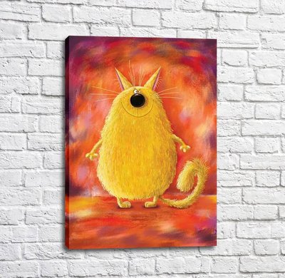 Poster Pisică galbenă pe un fundal portocaliu Kot16966 фото