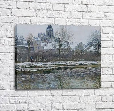 Картина Vetheuil, the Church, Snow, 1878 79 Mon14493 фото