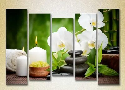 Модульные картины Белые орхидеи и бамбук_02 TSv7478 фото