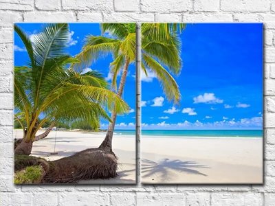 Диптих Песчанный пляж с пальмами Mor8278 фото