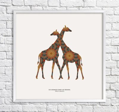 Afiș cu girafe. imprimeu oriental Min15848 фото