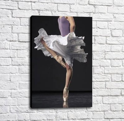 Poster Balerina în pantofi de vârf bej pe fond negru, balet Tan18186 фото