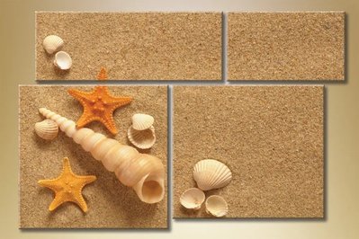 Модульные картины Полиптих, ракушки на песке Mor9379 фото