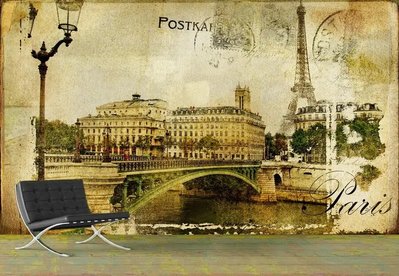 Фотообои Почтовая открытка с изображением Парижа в стиле винтаж Ret5079 фото