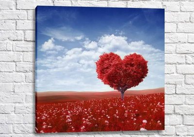 Poster Copac în formă de inimă, frunze roșii Fig16649 фото