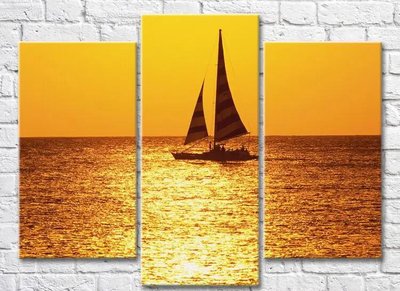 Триптих Лодка с парусами на закате Mor10079 фото