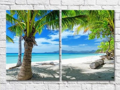 Диптих Пляж с пальмами на фоне моря Mor8229 фото