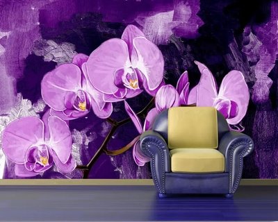 Фотообои Сиреневая орхидея на темном фоне, масло Flo1679 фото