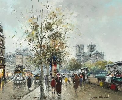 ФотоПостер Antoine Blanchard, Букинистический рынок, Нотр-Дам (Les bouquinistes, Notre Dame) Ant18819 фото