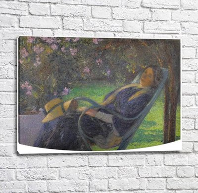 Картина Анри Мартен - Мадам Анри Мартин под олеандром в Маркироле,-1910 Imp12530 фото