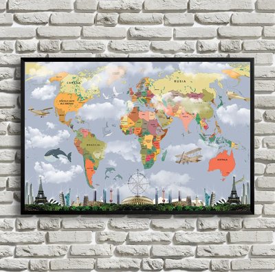 Harta politica a lumii multicolor, atractiile ale lumii Kar14676 фото