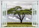 Наклейка на стену, 3D-окно с видом на одинокое дерево W103 фото 3