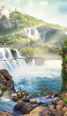 Фреска водопады и крепость Fre3930 фото