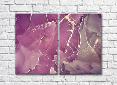 Abstracție violet cu aur alb, diptic Abs5530 фото