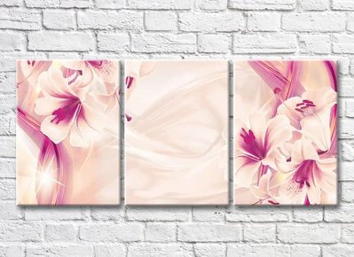 Триптих Розовые лилии на пудровом фоне 3D7730 фото