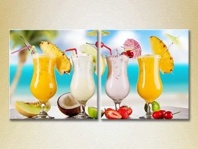Модульные картины Четыри фруктовых коктейлей на пляже Eda9530 фото