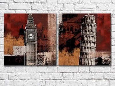 Picturi modulare Clădire Big Ben Turnul din Pisa Arcul de Triumf Ark9180 фото