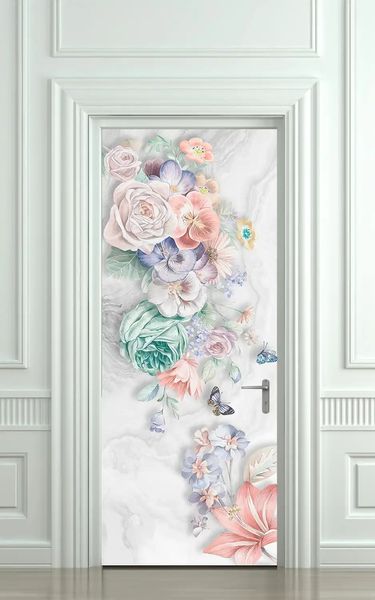 3Д наклейка на дверь, Нежные цветы ST241 фото