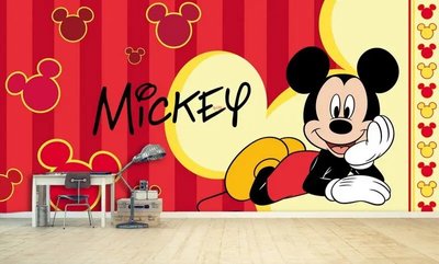 Fototapet Mickey Mouse pe un fundal roșu și galben, grafică Ger2381 фото