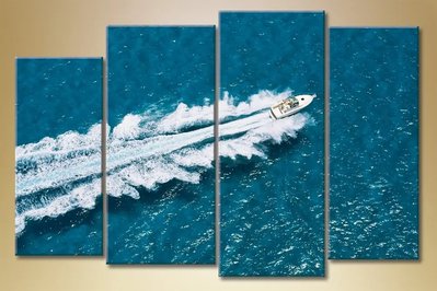 Модульные картины Полиптих, катер на море Mor9381 фото