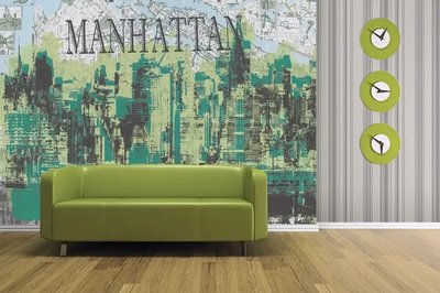 Desen verde grafic al Manhattanului pe fundalul hărții Ret4231 фото