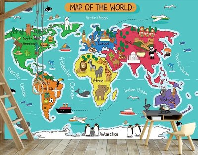 Красочная и познавательная карта мира для детей Det1031 фото