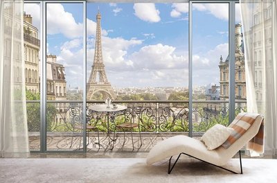Выход на балкон с видом на Париж и Эйфелеву башню Fre682 фото