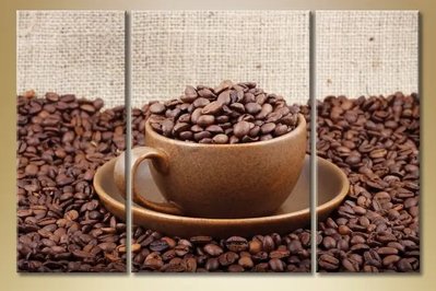 Модульные картины чашка и зерна кофе_2 Eda8582 фото
