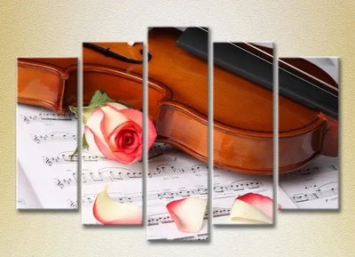 Модульные картины Лепестки роз и скрипка_02 TSv6982 фото