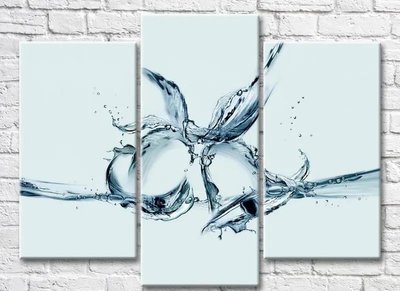 Триптих Абстрактные фигуры из воды на голубом фоне Abs7282 фото