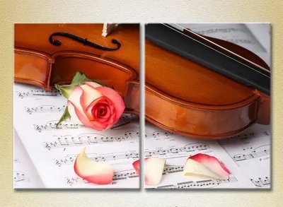 Модульные картины Лепестки роз и скрипка_01 TSv6782 фото