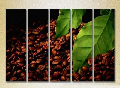Модульные картины Зерна, листья кофе_05 Eda10082 фото