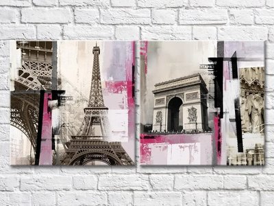 Модульные картины Architectural Art Eiffel Tower Triumphal arch Ark9182 фото