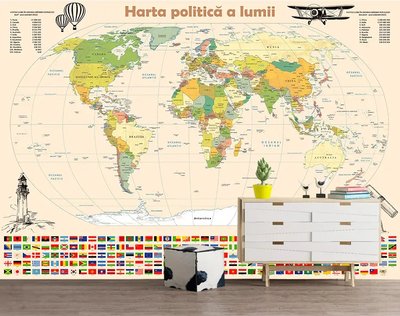 Harta politica a lumii in Limba Romana, cu steaguri Sov432 фото