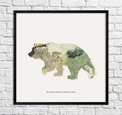 Постер Медведь. Карта Тайги Min15852 фото