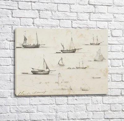 Картина Boats and Jetty, 1857 Mon14083 фото