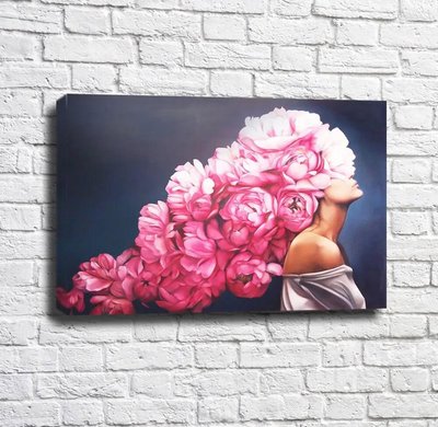 Девушка с розовыми пионами вместо волос Emi14922 фото