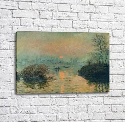 Картина Солнцеset on the Seine, Зима Effect 1880 Mon14383 фото