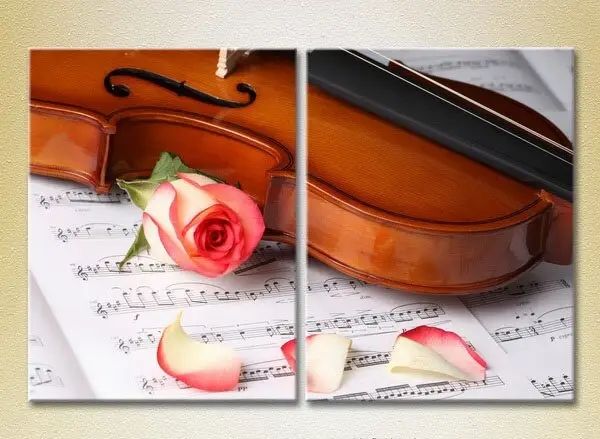 Модульные картины Лепестки роз и скрипка_01 TSv6782 фото