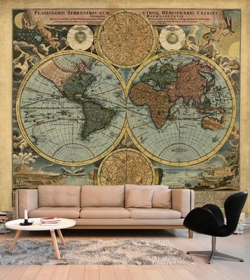 Фотообои Древняя карта мира на фоне иллюстраций Sta2183 фото
