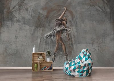 Balerina într-o tutu maro, pe un perete întunecat Sov133 фото
