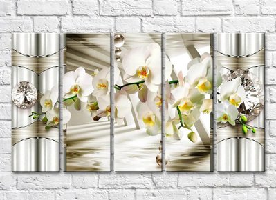 Ветка орхидеи на абстрактном фоне с бриллиантами 3D5483 фото