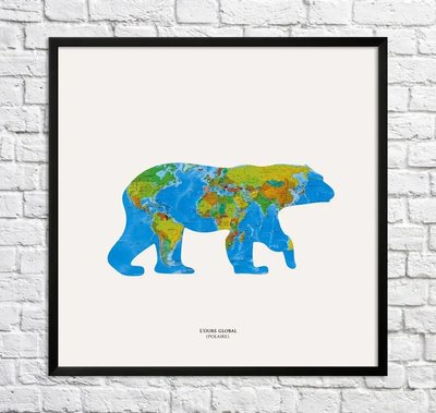 Постер Белый медведь. Карта мира Min15853 фото